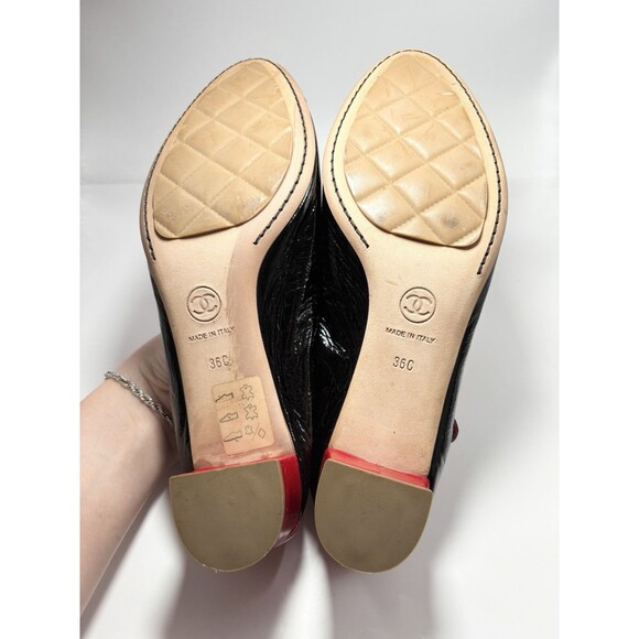 Chanel Mary Jane Block Heels Red & Black Patent Leather Cap Toe Sz EU 36 6 - Picture 7 of 10